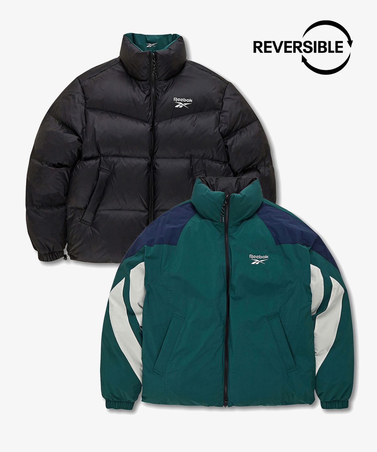 리복(REEBOK) 벡터 리버시블 다운 자켓 - 그린