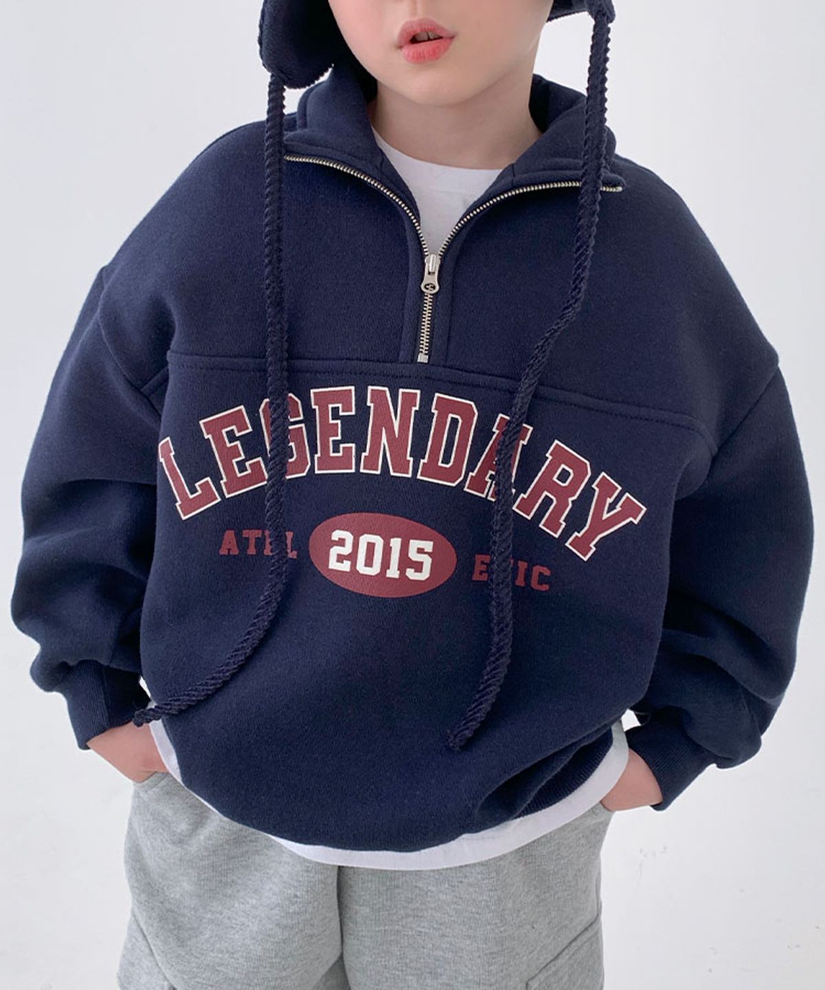 베리클로젯(BERRYCLOSET) [기모] 레전더리 반집업 맨투맨
