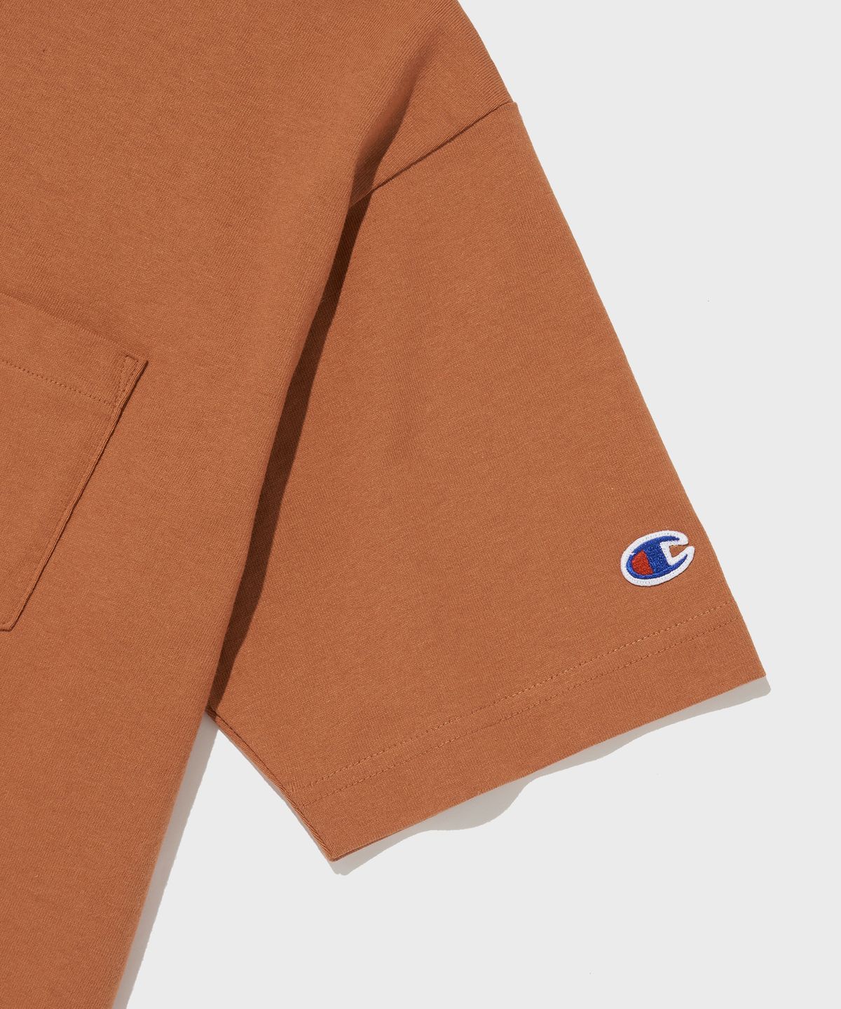 챔피온(CHAMPION) 베이직 포켓 반팔 티셔츠 Normal Orange