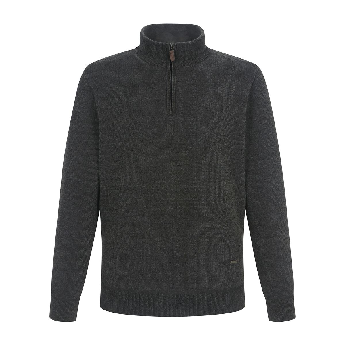 페라로 밀라노(FERRAROMILANO) 셔닐 융본딩 반짚업 니트 차콜(AM0ERD40738)