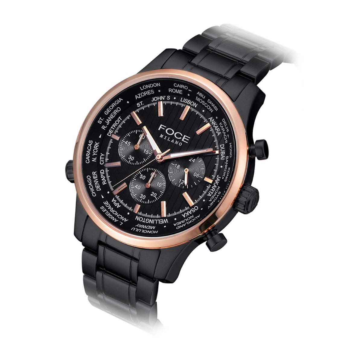 포체(FOCE) 46mm 남성 멀티펑션 메탈시계 FM8307BKG