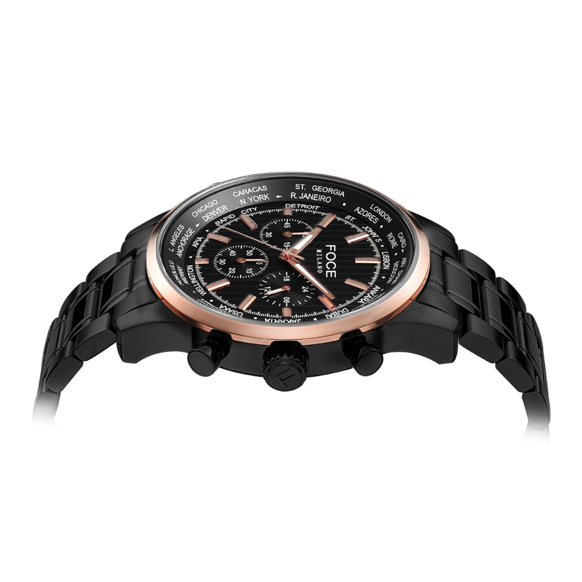 포체(FOCE) 46mm 남성 멀티펑션 메탈시계 FM8307BKG