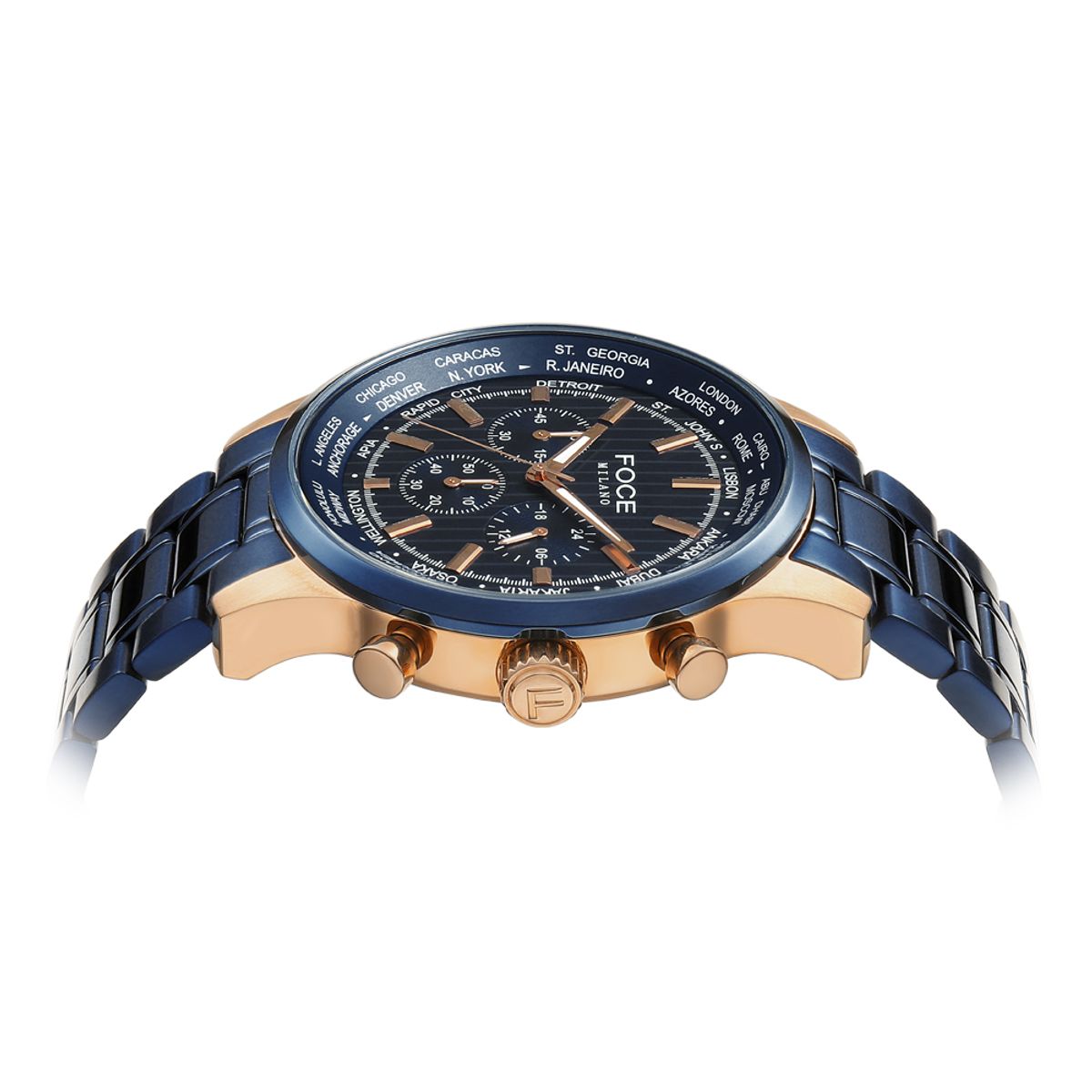 포체(FOCE) 46mm 남성 멀티펑션 메탈시계 FM8307BU