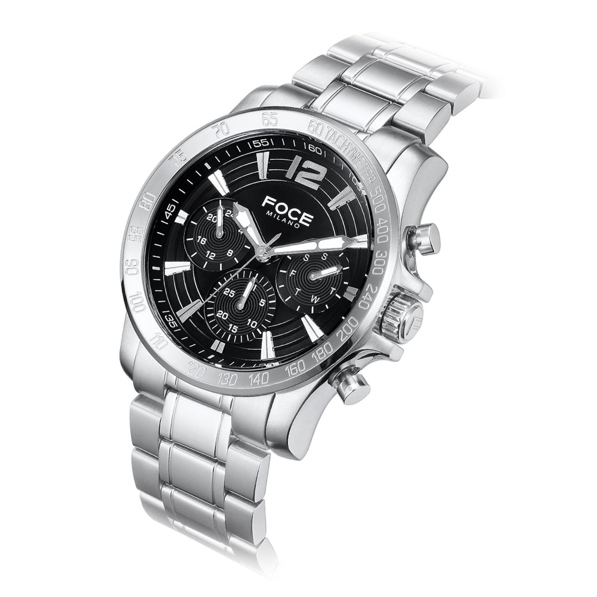 포체(FOCE) 44mm 남성 멀티펑션 메탈시계 FM8301BK