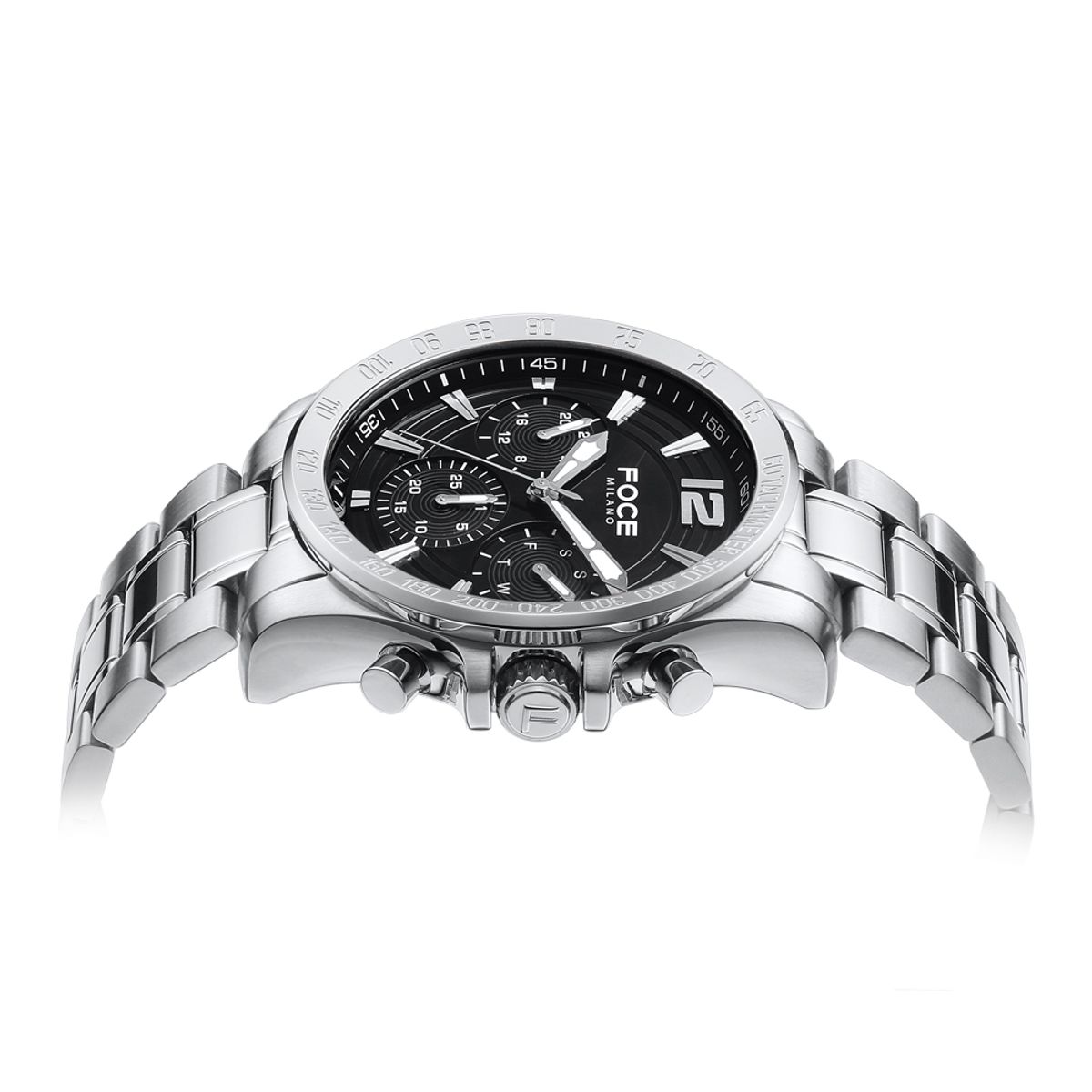 포체(FOCE) 44mm 남성 멀티펑션 메탈시계 FM8301BK