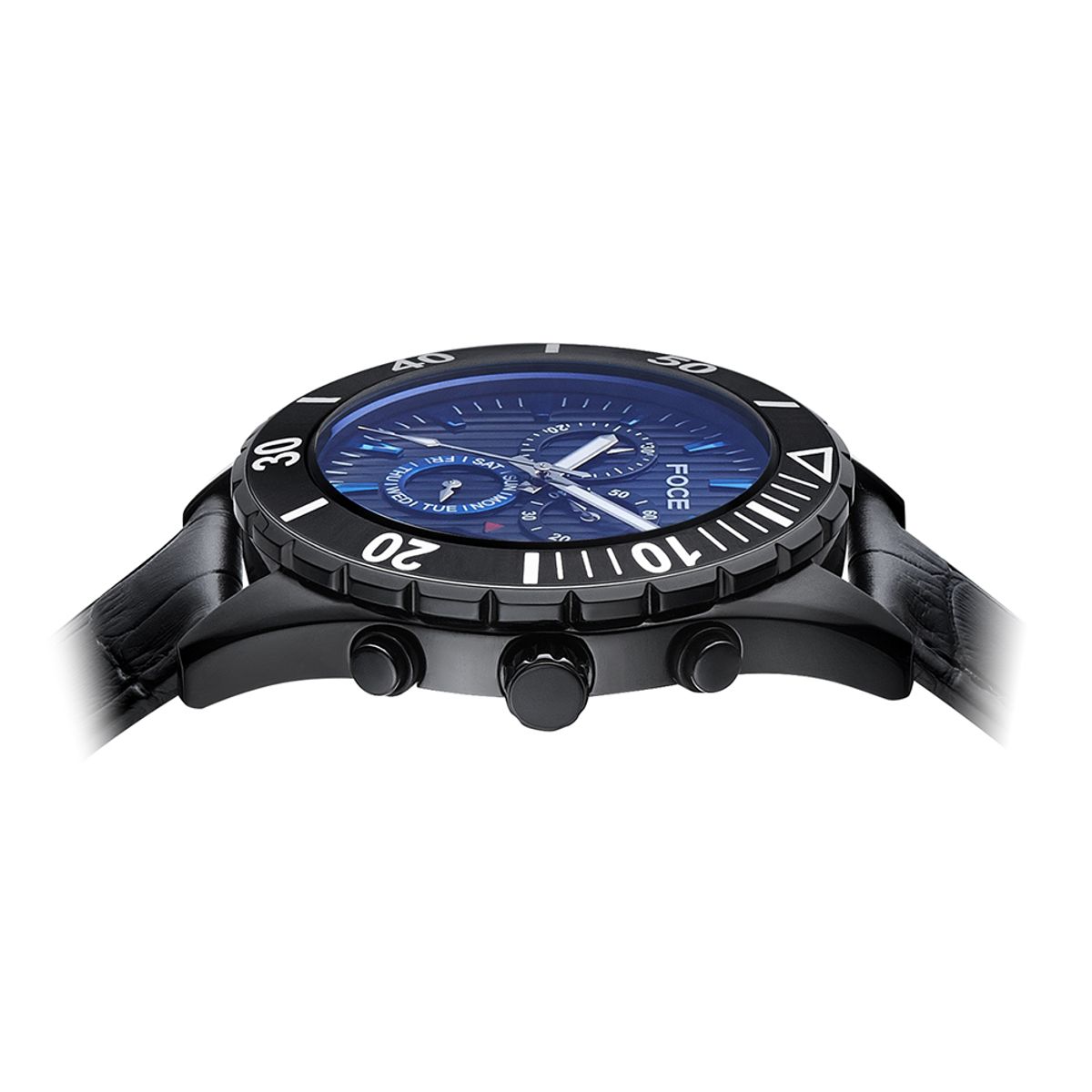포체(FOCE) 44mm 남성 크로노그래프 가죽시계 FS04BBR3