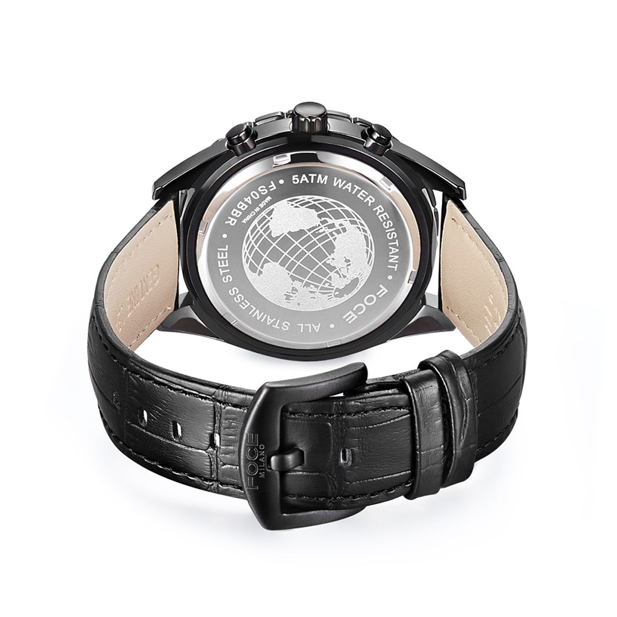 포체(FOCE) 44mm 남성 크로노그래프 가죽시계 FS04BBR3