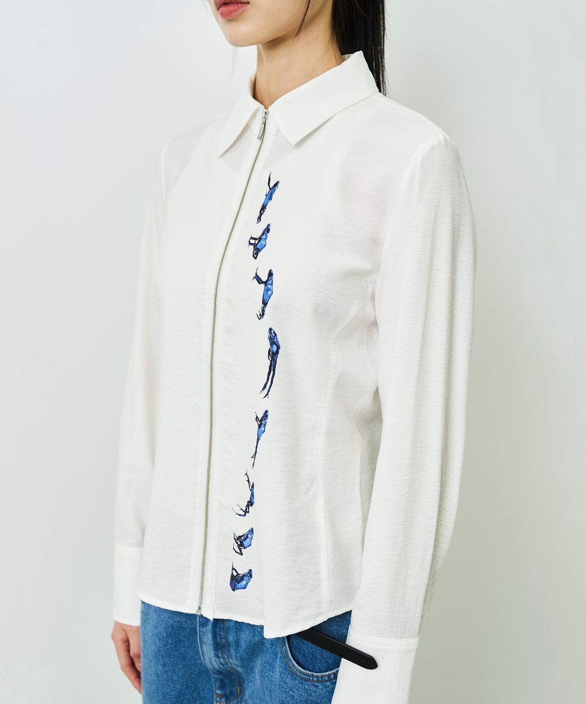 챈스챈스(CHANCECHANCE) EXPOSED ZIPPER TAPE SHIRT(FROG)
