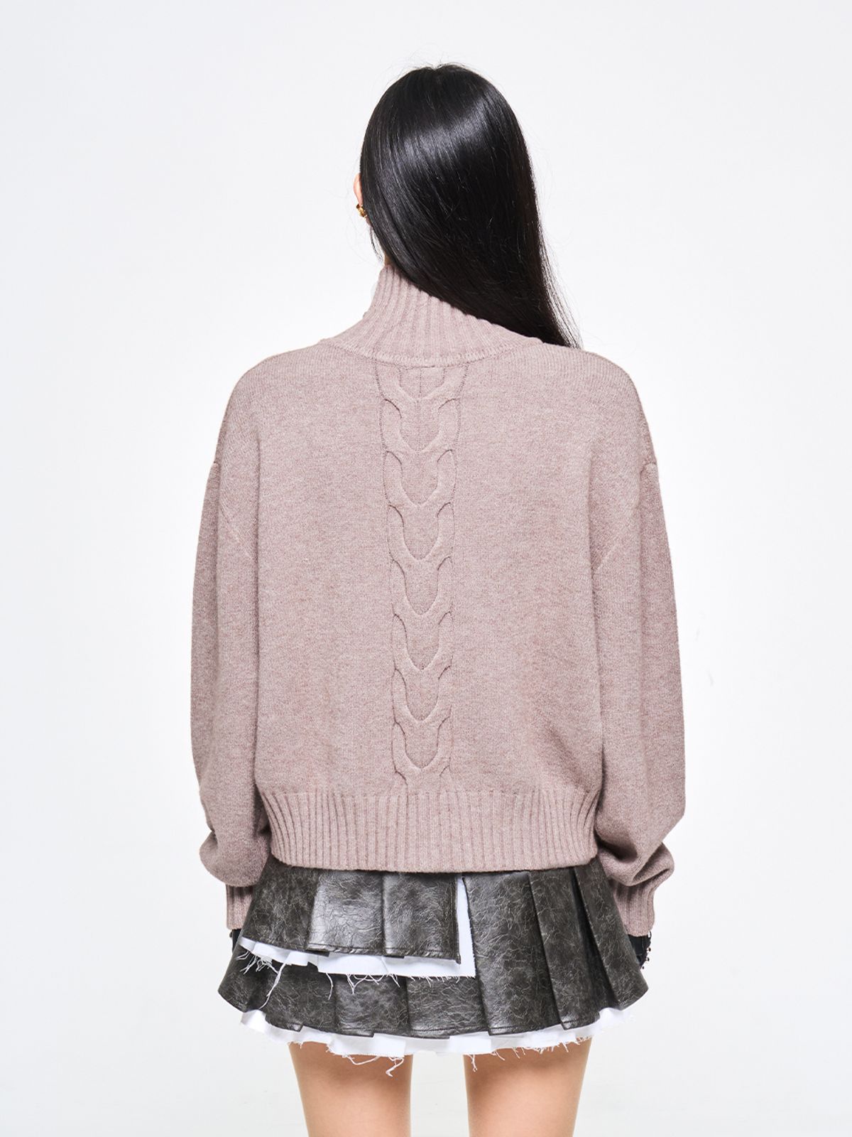 와이이이엘(YEEL) CABLE KNIT METAL LOGO ZIP-UP PINK