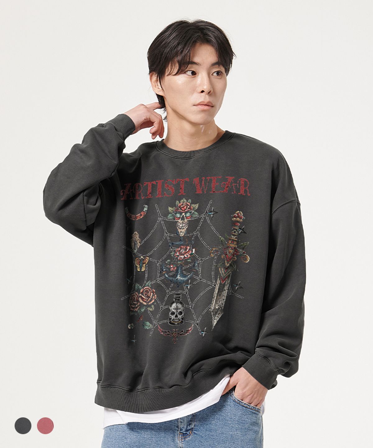 아티스트웨어(ARTISTWEAR) [ATW] 빈티지스쿨 피그먼트 맨투맨