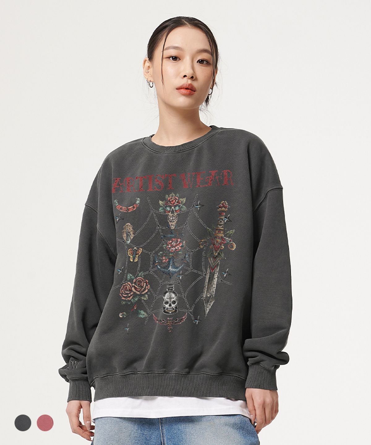 아티스트웨어(ARTISTWEAR) [ATW] 빈티지스쿨 피그먼트 맨투맨
