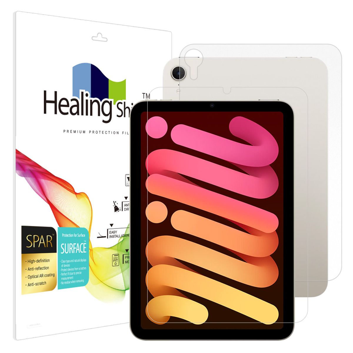 힐링쉴드(HEALINGSHIELD) 아이패드 미니 7세대/6세대 8.3 슈페리어 AR 고화질 액정보호필름1매 후면1매