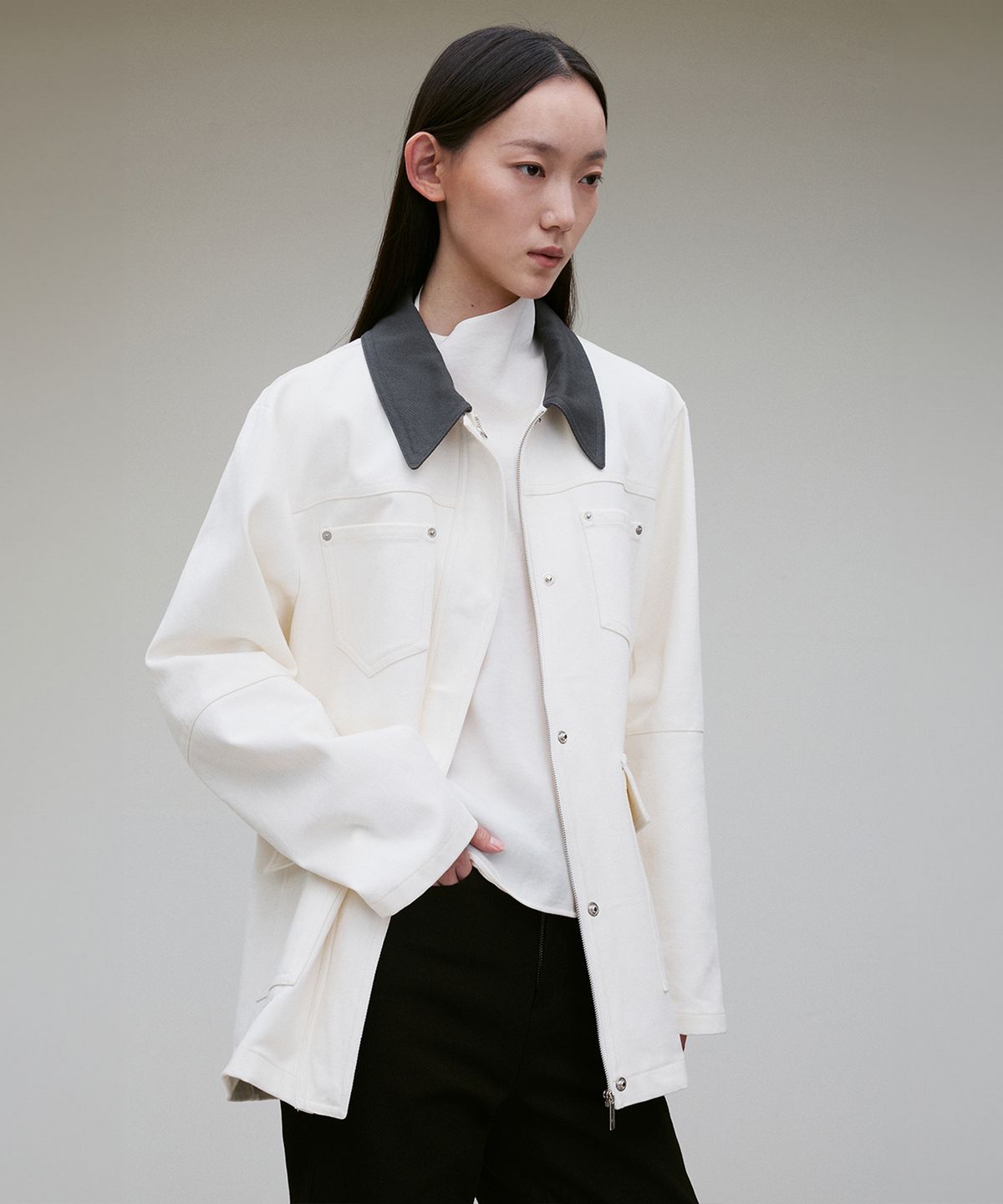 리이(RE RHEE) COLOR BLOCK WORK JACKET