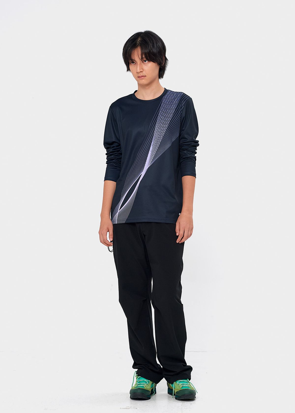 이레귤러(IRREGULAR) AGILE MESH L/S TEE (BLACK/PURPLE)