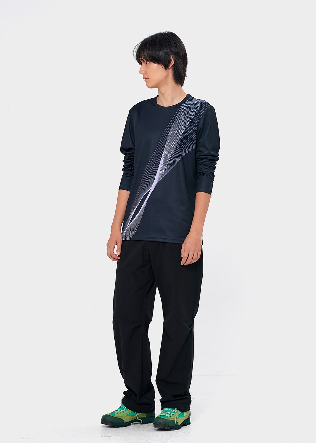 이레귤러(IRREGULAR) AGILE MESH L/S TEE (BLACK/PURPLE)