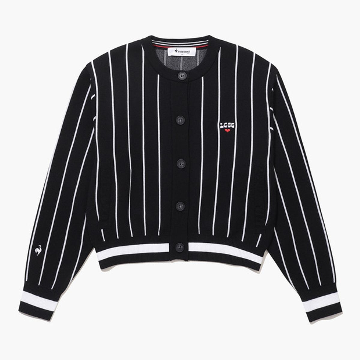 르꼬끄 골프(LECOQ GOLF) 여성 그래픽 라운드 가디건 (GP322LKC98)