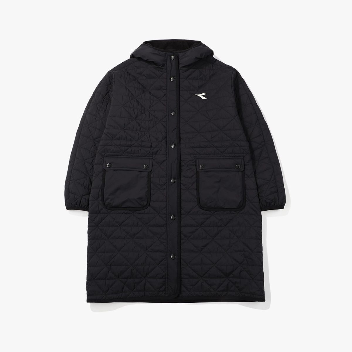 디아도라(diadora) 벤치 플리스 롱패딩 자켓 BLACK