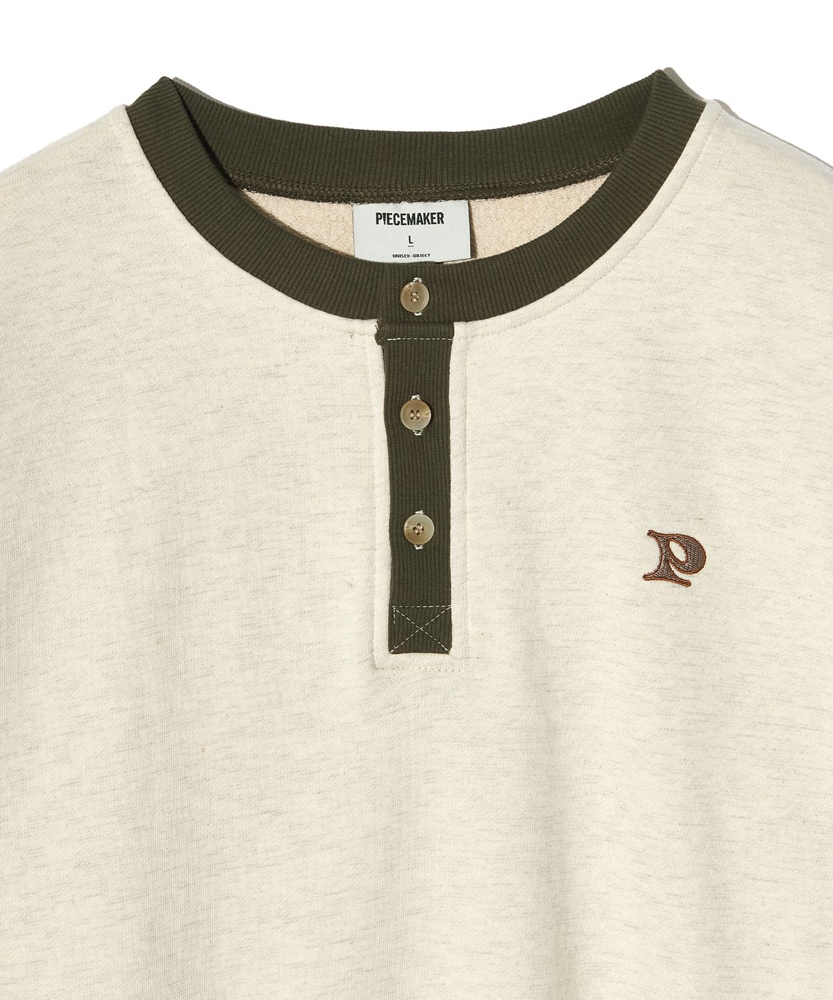 피스메이커(PIECE MAKER) OVERSIZED HENLEY NECK SWEATSHIRTS (IVORY)