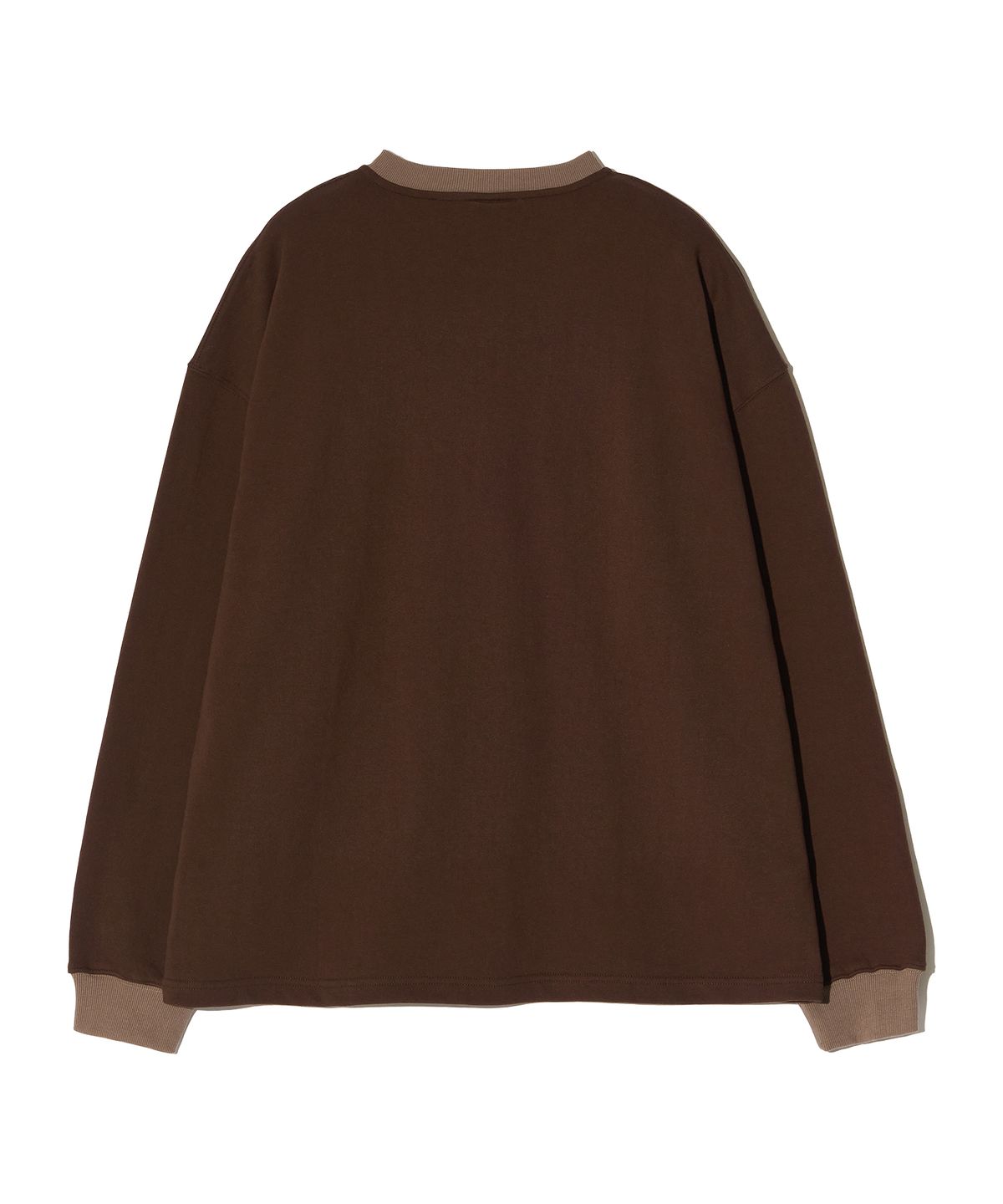 피스메이커(PIECE MAKER) OVERSIZED HENLEY NECK SWEATSHIRTS (BROWN)