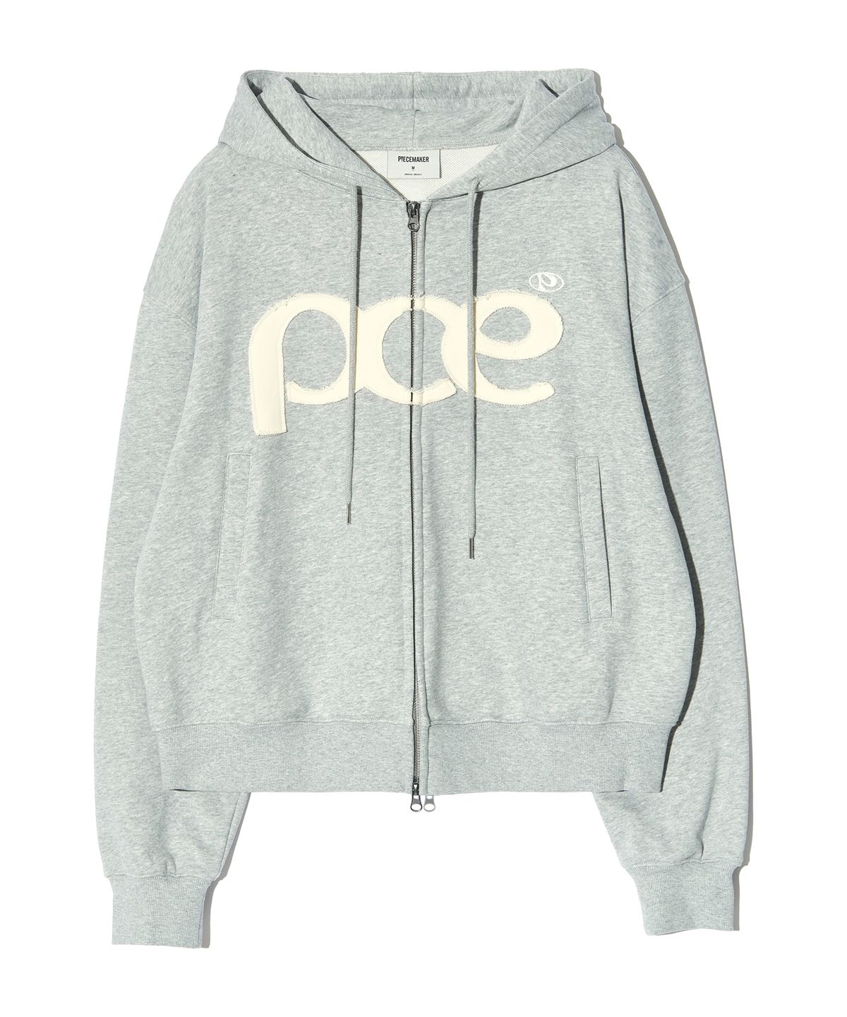 피스메이커(PIECE MAKER) [2TYPE] PCE APPLIQUE ZIP HOODIE (GREY)