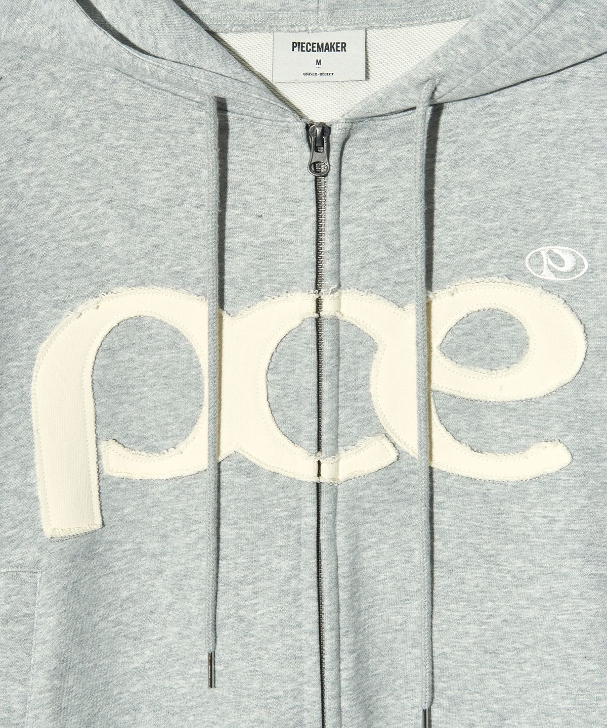 피스메이커(PIECE MAKER) [2TYPE] PCE APPLIQUE ZIP HOODIE (GREY)