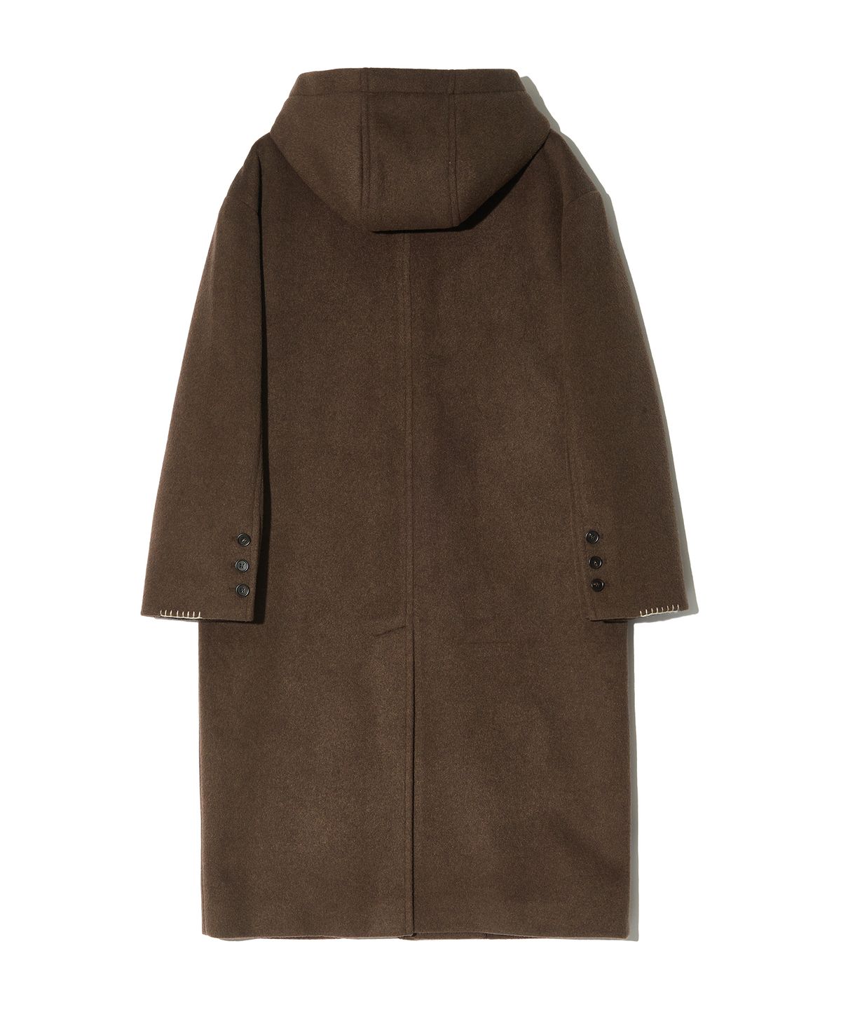 피스메이커(PIECE MAKER) HAND STITCH HOODIE MAXI WOOL COAT (BROWN)