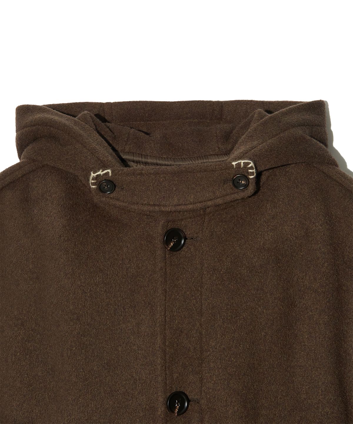 피스메이커(PIECE MAKER) HAND STITCH HOODIE MAXI WOOL COAT (BROWN)
