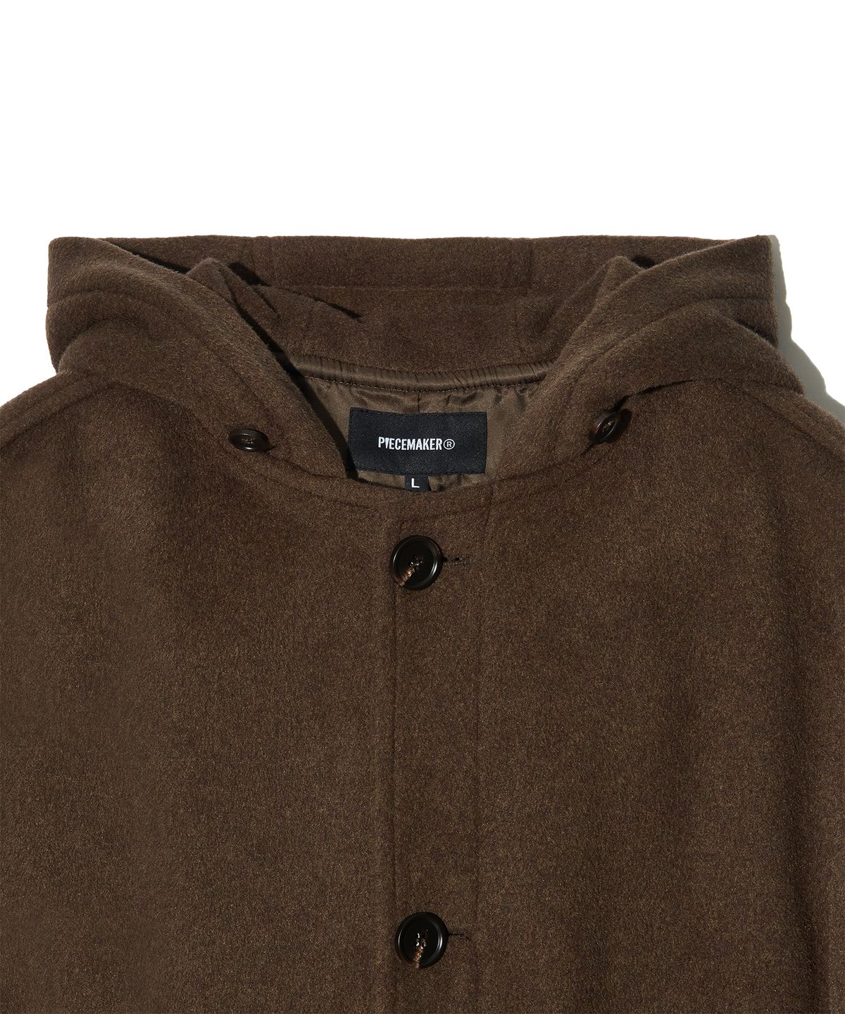 피스메이커(PIECE MAKER) HAND STITCH HOODIE MAXI WOOL COAT (BROWN)