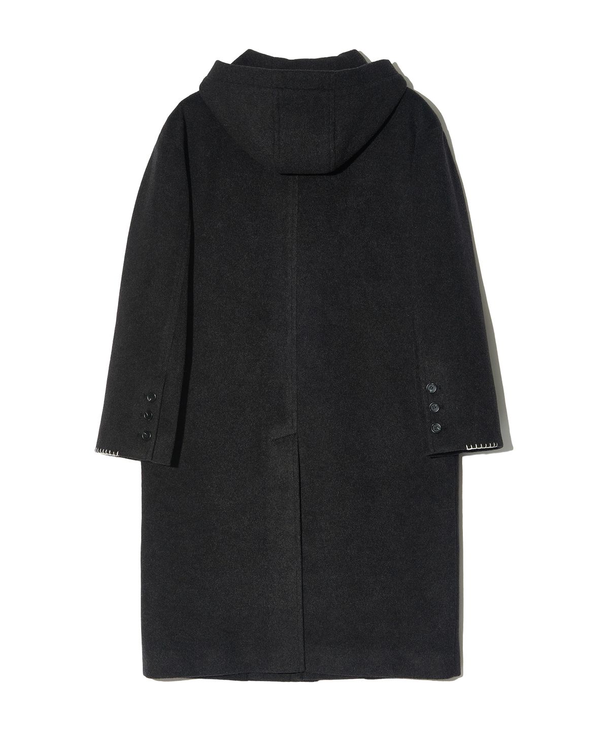 피스메이커(PIECE MAKER) HAND STITCH HOODIE MAXI WOOL COAT (CHARCOAL)