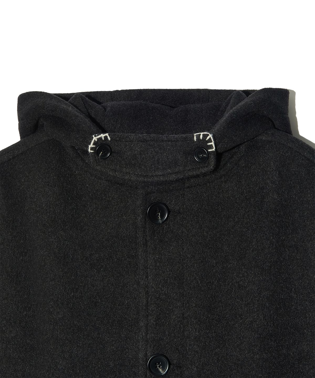 피스메이커(PIECE MAKER) HAND STITCH HOODIE MAXI WOOL COAT (CHARCOAL)