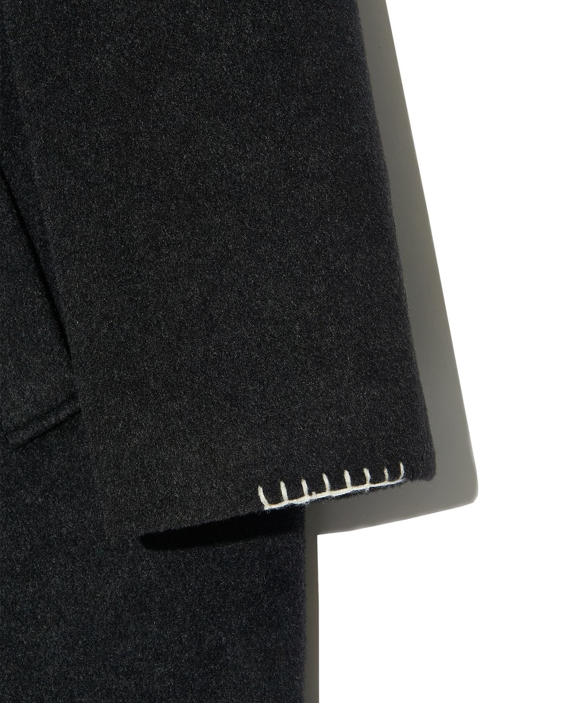 피스메이커(PIECE MAKER) HAND STITCH HOODIE MAXI WOOL COAT (CHARCOAL)
