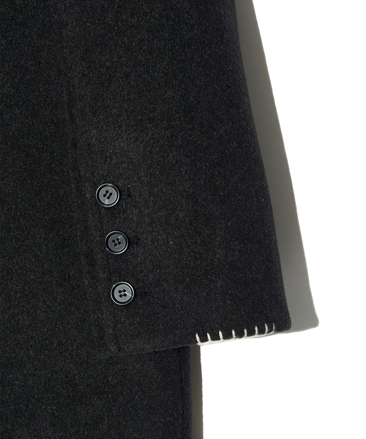 피스메이커(PIECE MAKER) HAND STITCH HOODIE MAXI WOOL COAT (CHARCOAL)