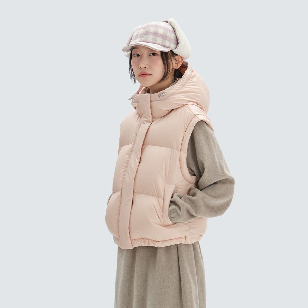 스노우피크 어패럴(SNOWPEAK APPAREL) 글로시 여성 후드 디테쳐블 푸퍼 다운 자켓 (S24WWTDJ23) Light Pink