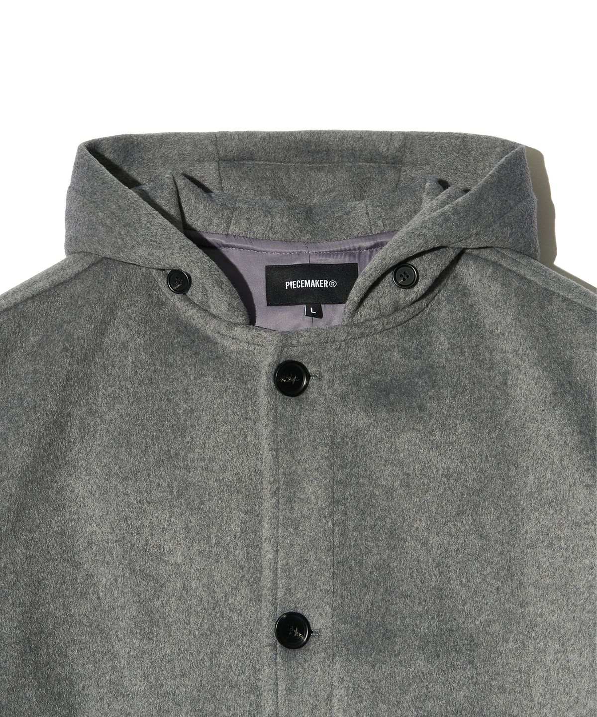 피스메이커(PIECE MAKER) HAND STITCH HOODIE MAXI WOOL COAT (GREY)