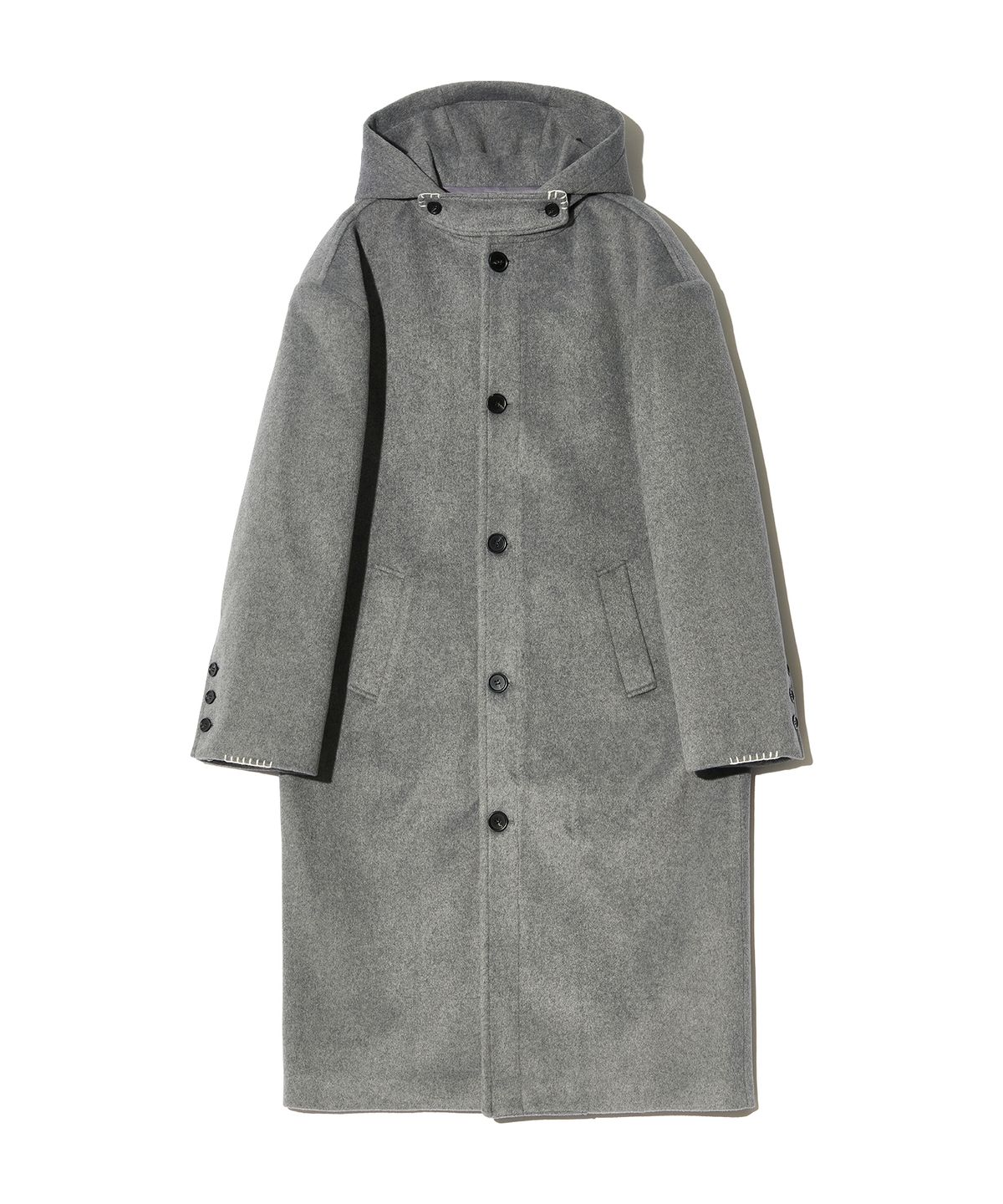 피스메이커(PIECE MAKER) HAND STITCH HOODIE MAXI WOOL COAT (GREY)