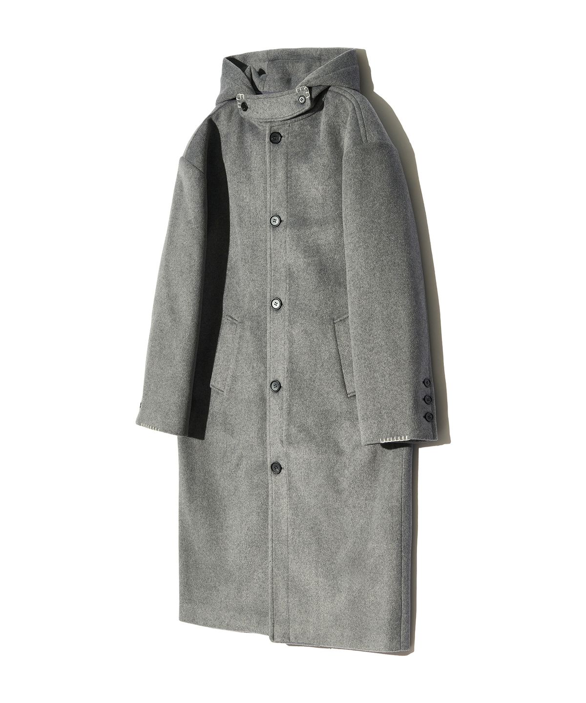 피스메이커(PIECE MAKER) HAND STITCH HOODIE MAXI WOOL COAT (GREY)
