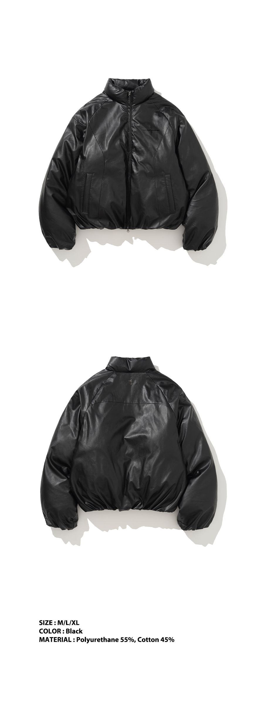 MUSINSA公式 | NOT4NERD Leather Incision Puffer Jacket - Black