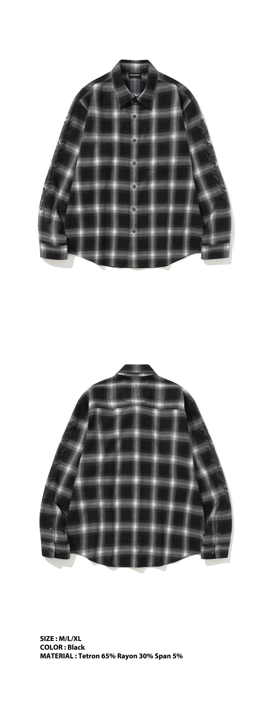 MUSINSA公式 | NOT4NERD N4ND Offshoot Flannel Shirt - Black