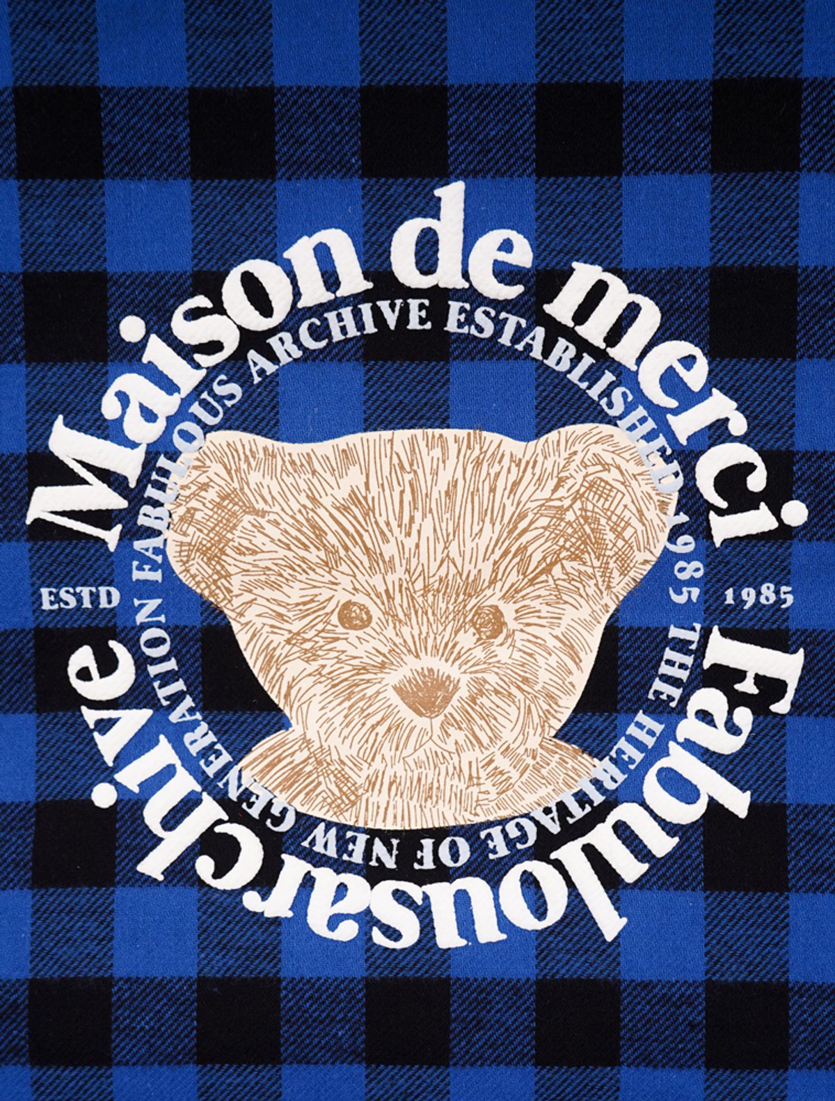 라 메종 스튜디오(LA MAISON STUDIO) 체크 패턴 베어 프렌즈 에코백 블루(FCE5BG005P)