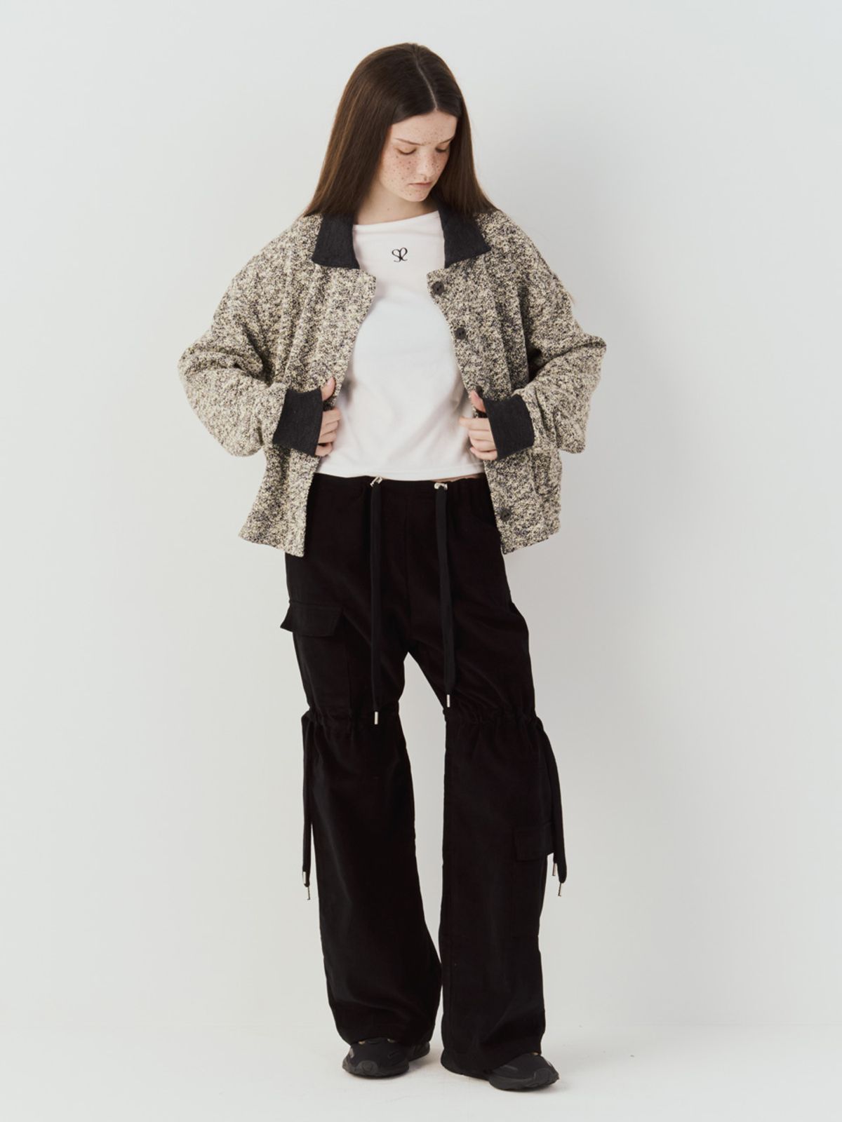 쎄쎄쎄(SETSETSET) CODUROY WIDE KNEE STRAP PANTS