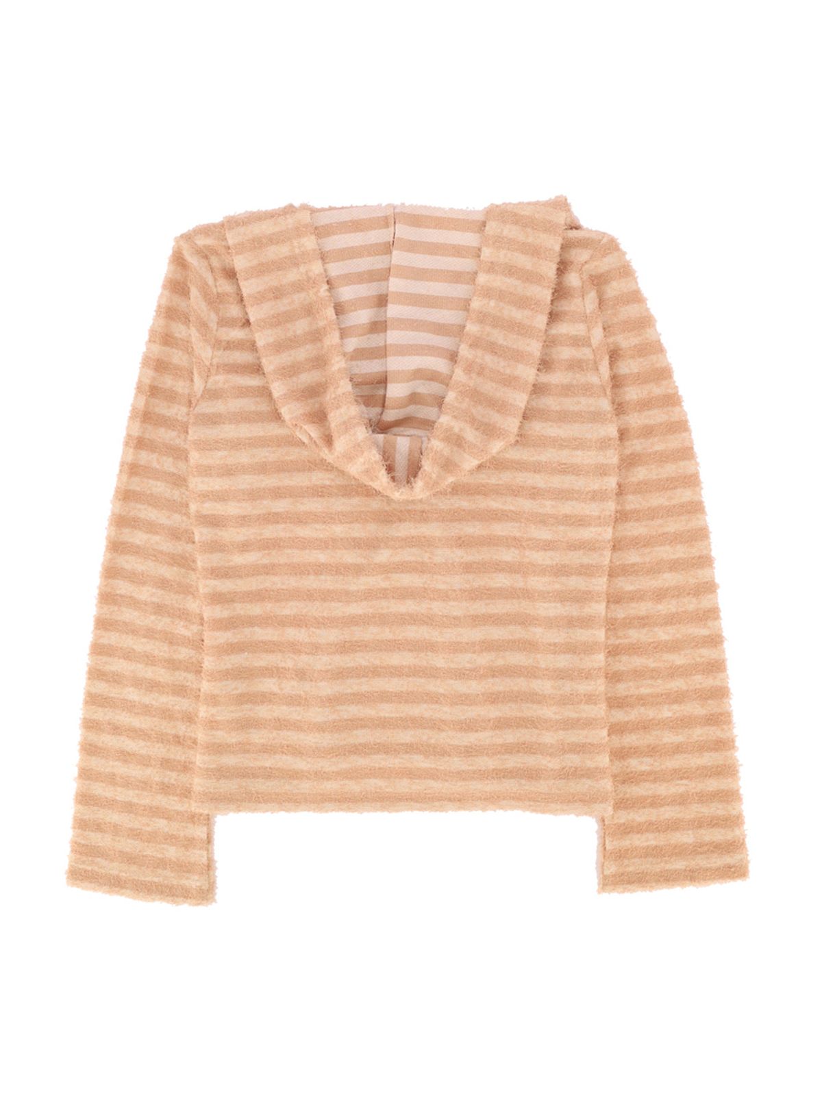 쎄쎄쎄(SETSETSET) FURRY STRIPED HOODED KNIT TOP