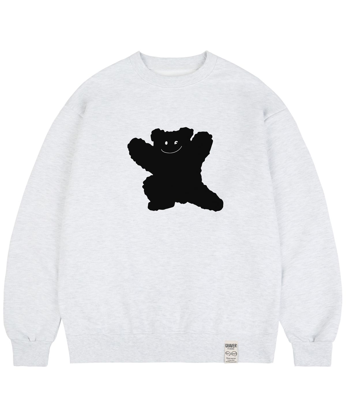 그레이버(GRAVER) [UNISEX]빅 베어스마일 맨투맨_멜란지화이트
