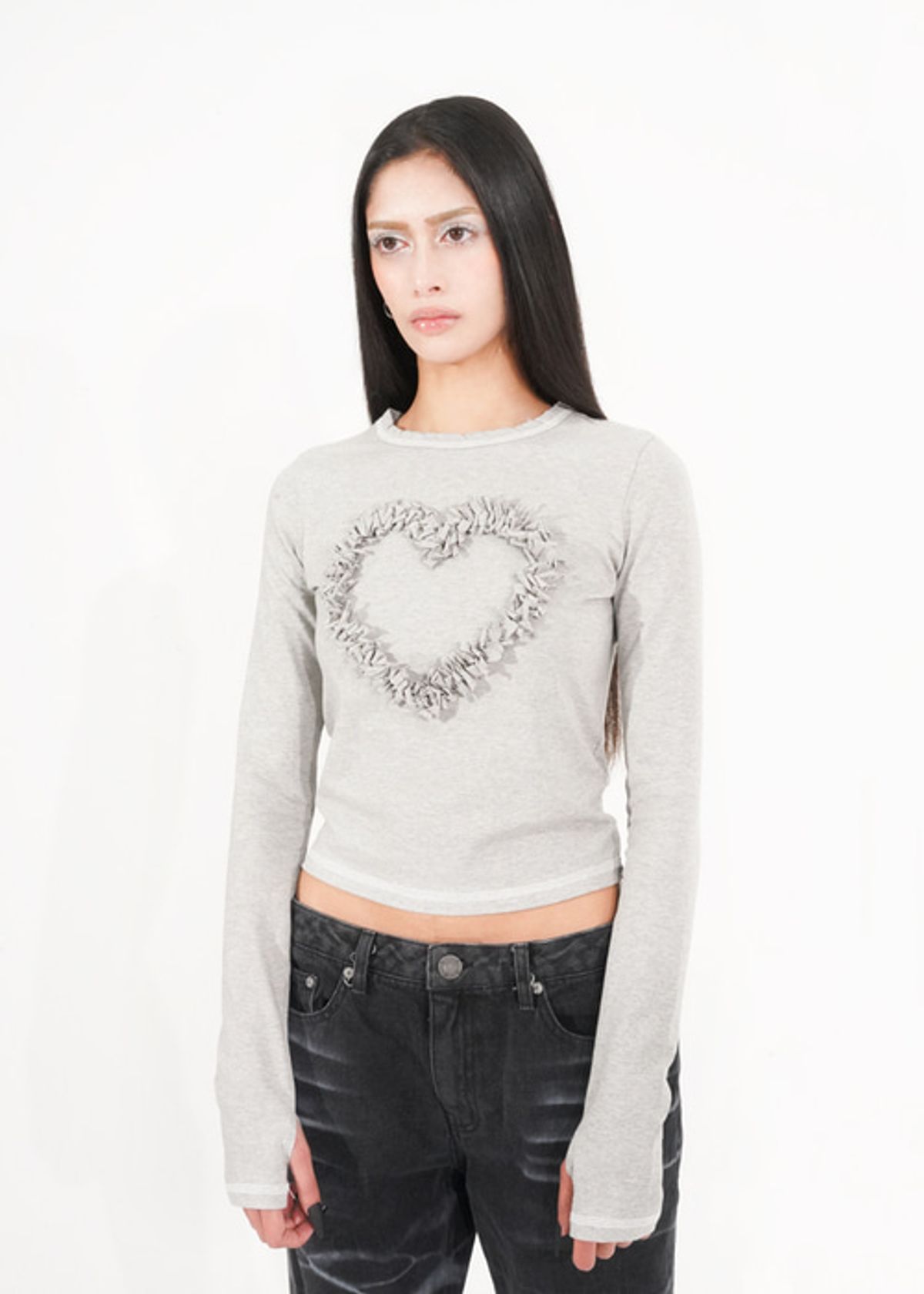 마이닝 컬렉터(MININGCOLLECTOR) HEART LONG SLEEVE TOP, GRAY