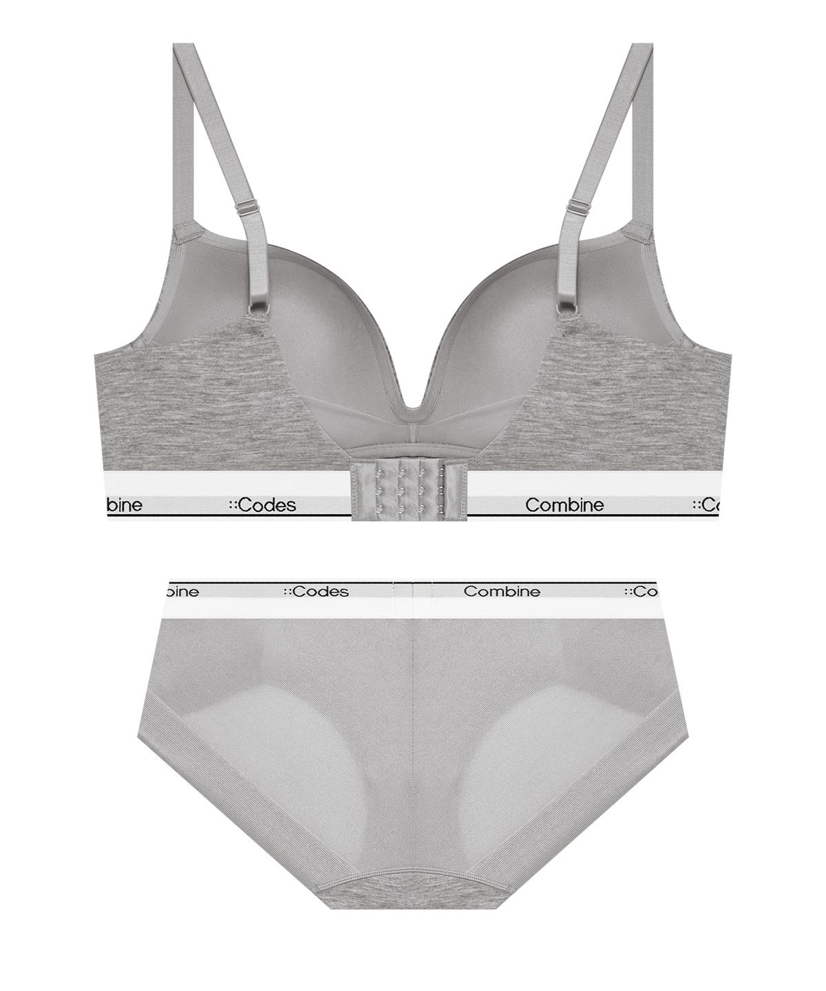 코데즈컴바인 이너웨어(CODES COMBINE INNERWEAR) 컴피서포트 모달 볼륨일체형 노와이어 햄팬티 세트 - 멜란지그레이
