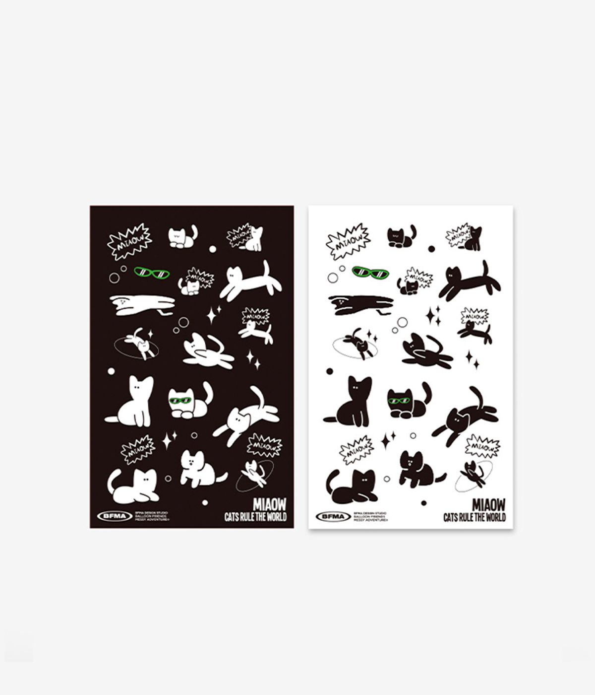 벌룬프렌즈(BALLOON FRIENDS) [3SET] 미야오캣 패턴 스트링 토트백 & 키링 & 스티커 세트
