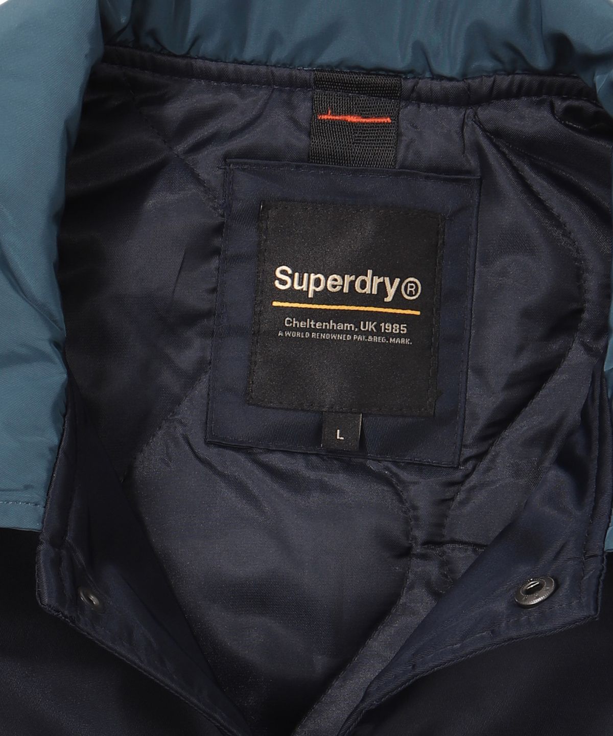슈퍼드라이(SUPERDRY) 나일론 컬러 블록 패딩 자켓 네이비