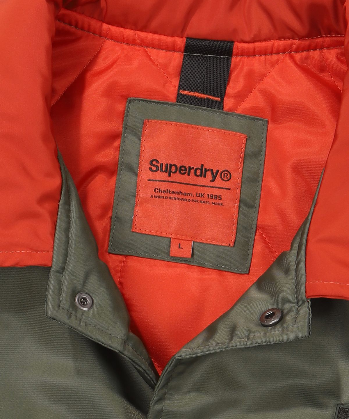 슈퍼드라이(SUPERDRY) 나일론 컬러 블록 패딩 자켓 카키