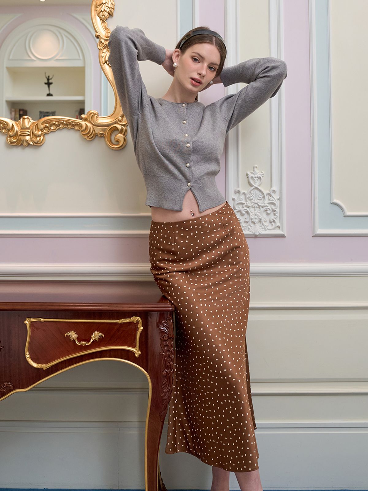 랭앤루(LANGNLU) TULIP Balloon Sleeve Cardigan(튤립)_GREY