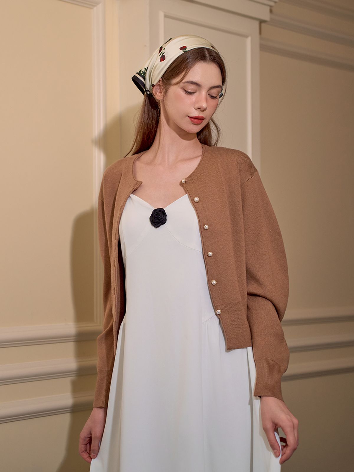 랭앤루(LANGNLU) TULIP Balloon Sleeve Cardigan(튤립)_CAMEL