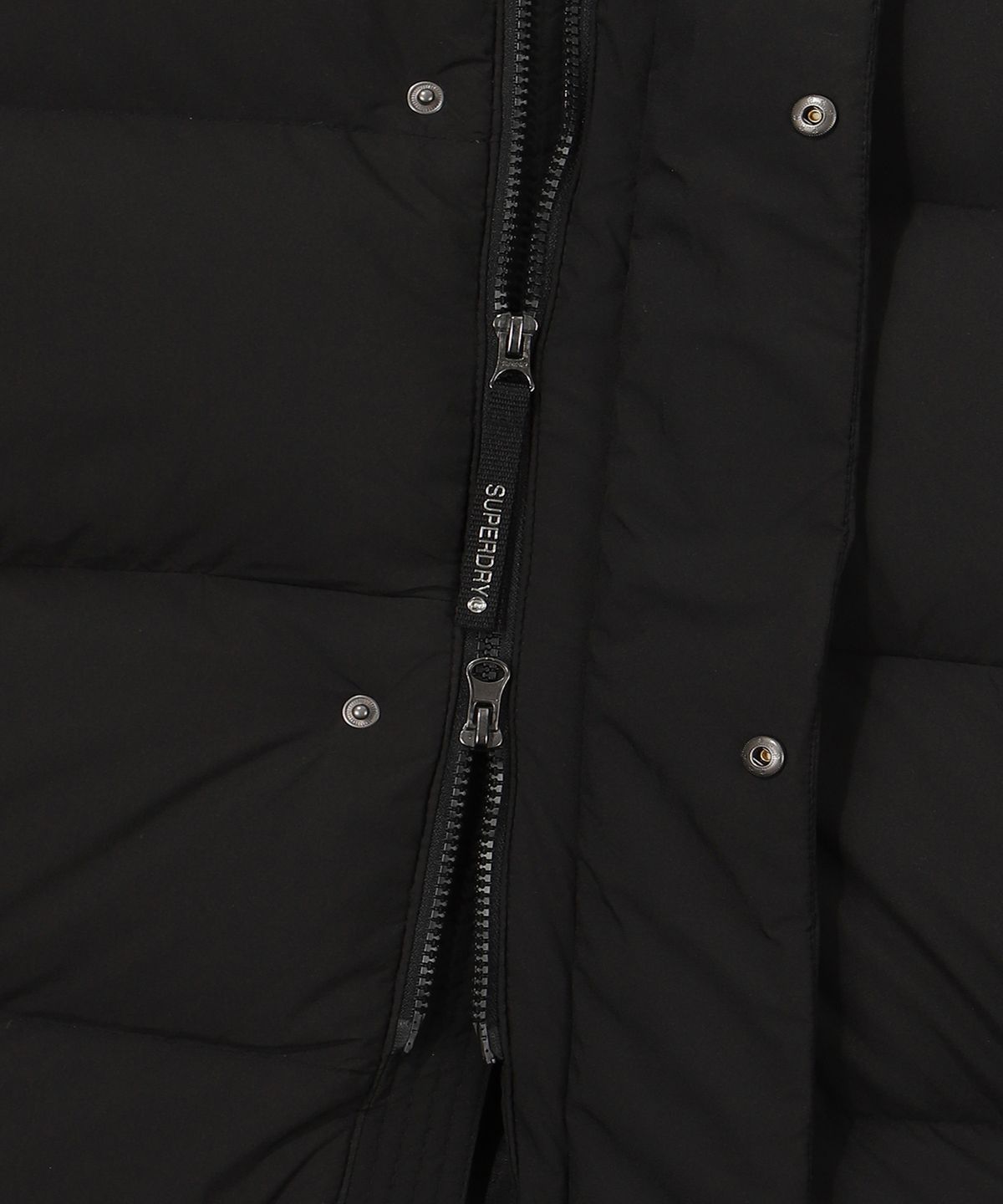 슈퍼드라이(SUPERDRY) 에센셜 덕다운 롱패딩 블랙